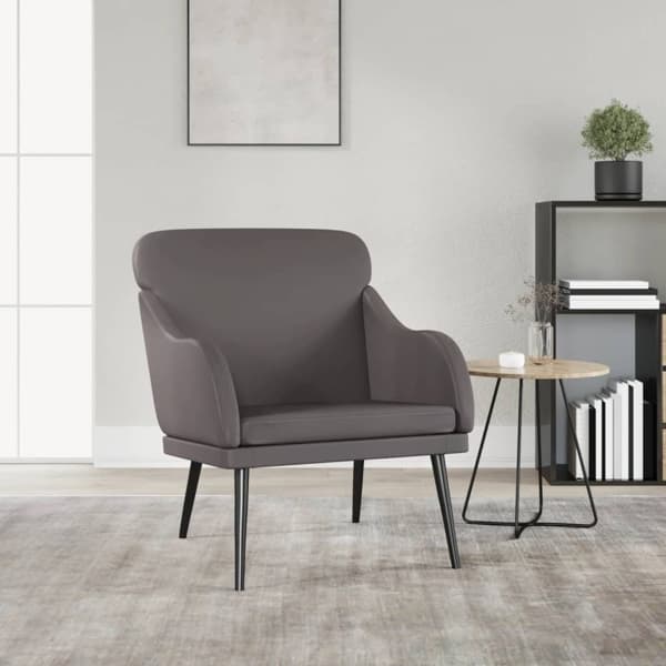 vidaXL Fåtölj grå 63x76x80 cm konstläder Grå