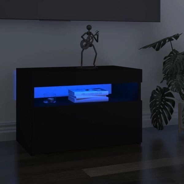 vidaXL TV-bänk med LED-belysning svart 60x35x40 cm Svart