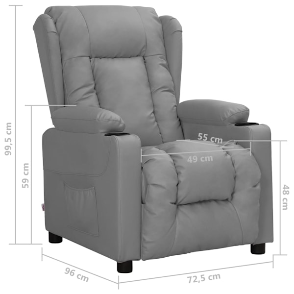 vidaXL Reclinerfåtölj grå konstläder grå
