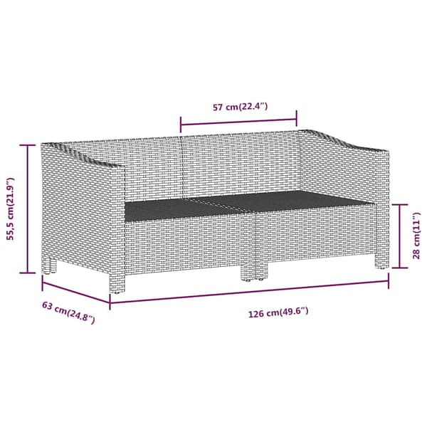 vidaXL 2-delad trädgårdsloungegrupp med kuddar grå polyrotting Grå