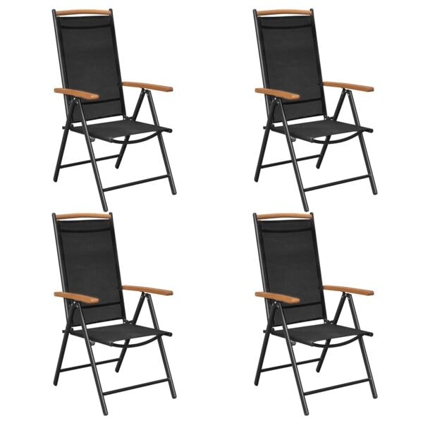 vidaXL Hopfällbara trädgårdsstolar aluminium 58x65x109 cm svart 4 st Svart