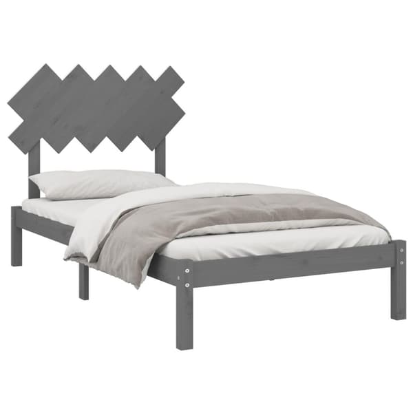 vidaXL Sängram grå 100x200 cm massivt trä Grå