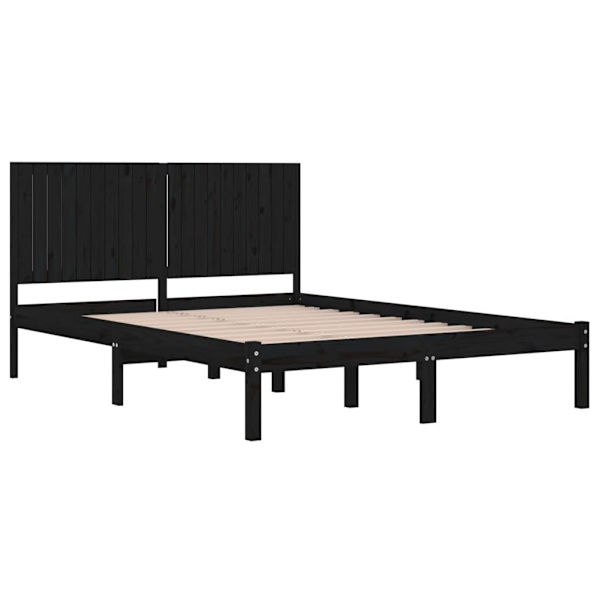 vidaXL Sängram svart massiv furu 200x200 cm Svart