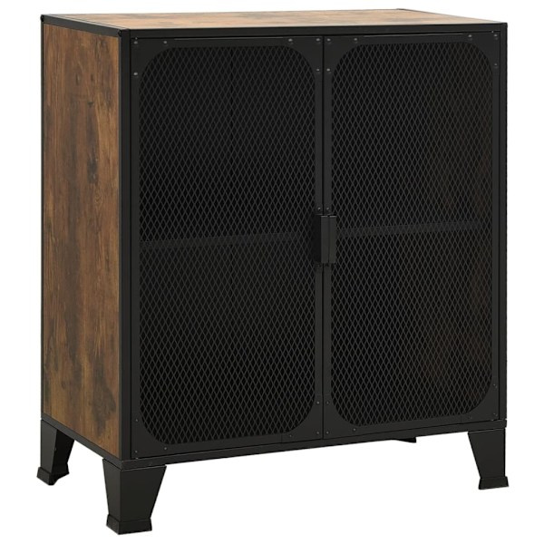 vidaXL Förvaringsskåp rustik brun 72x36x82 cm metall och MDF Brun