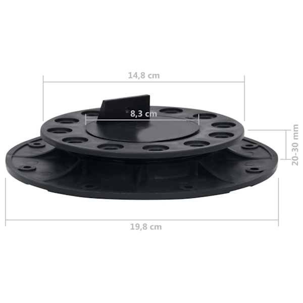 vidaXL Justerbara fötter för altangolv 10 st 20-30 mm Svart