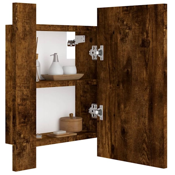 vidaXL Spegelskåp för badrum LED rökig ek 40x12x45 cm konstruerat trä Brun