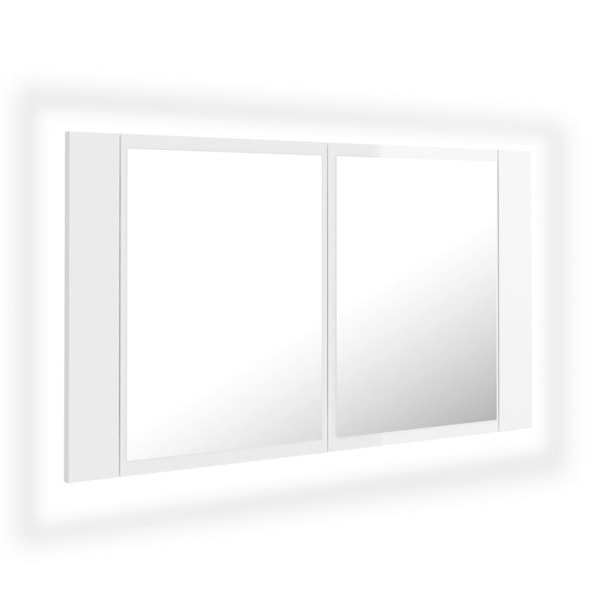 vidaXL Spegelskåp för badrum LED vit högglans 80x12x45 cm akryl Vit