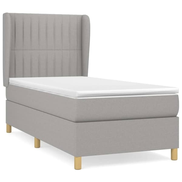 vidaXL Ramsäng med madrass ljusgrå 80x200 cm tyg Grå