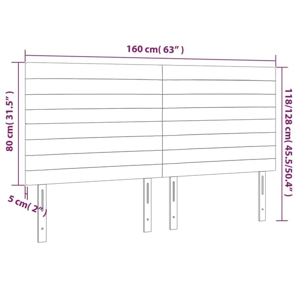 vidaXL Sänggavel LED mörkgrå 160x5x118/128 cm tyg Grå