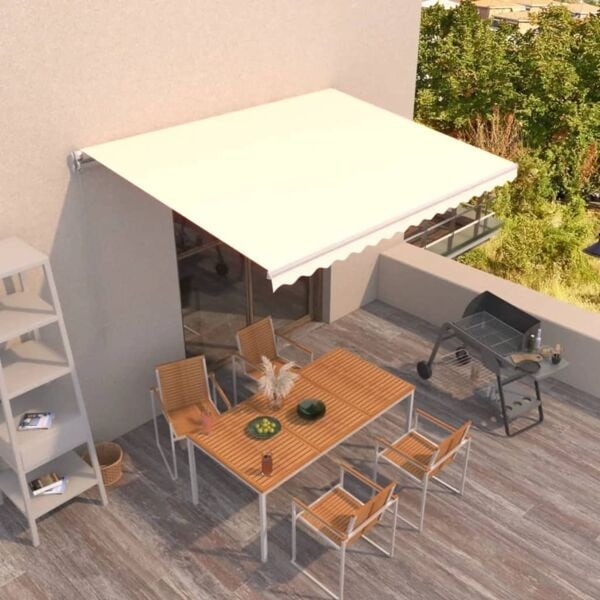 vidaXL Markis manuellt infällbar 450x350 cm gräddvit Creme