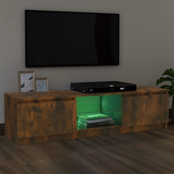 vidaXL Tv-bänk med LED-belysning rökfärgad ek 120x30x35,5 cm Brun