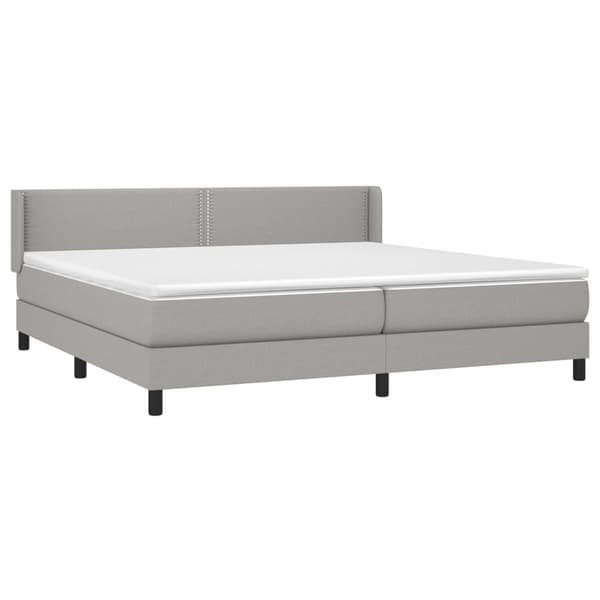 vidaXL Ramsäng med madrass ljusgrå 200x200 cm tyg Grå