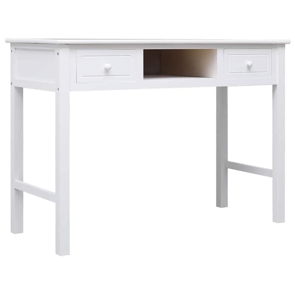 vidaXL Skrivbord vit 108x45x76 cm massivt kejsarträ Vit