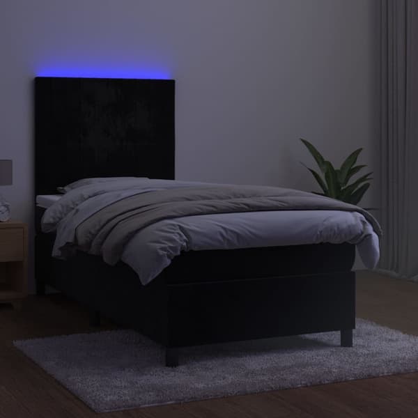 vidaXL Ramsäng med madrass & LED svart 100x200 cm sammet Svart