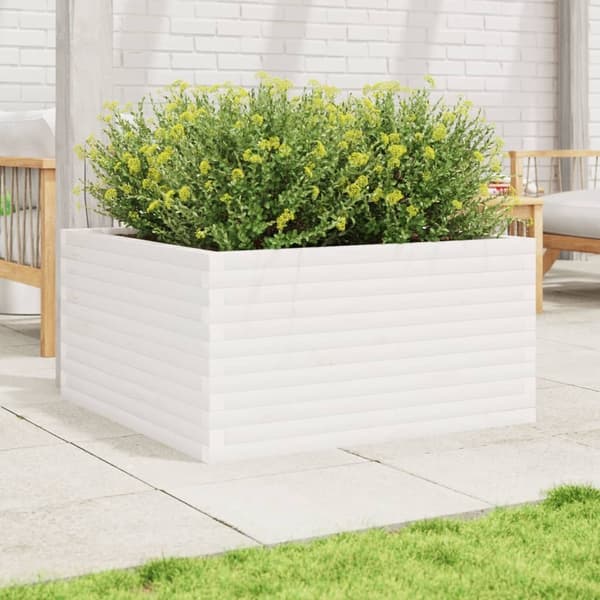 vidaXL Odlingslåda vit 90x90x46 cm massiv furu Vit