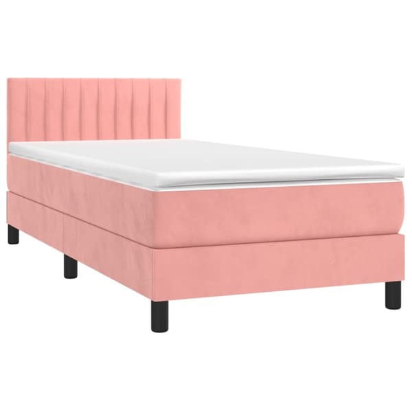 vidaXL Ramsäng med madrass rosa & LED 90x190 cm sammet Rosa