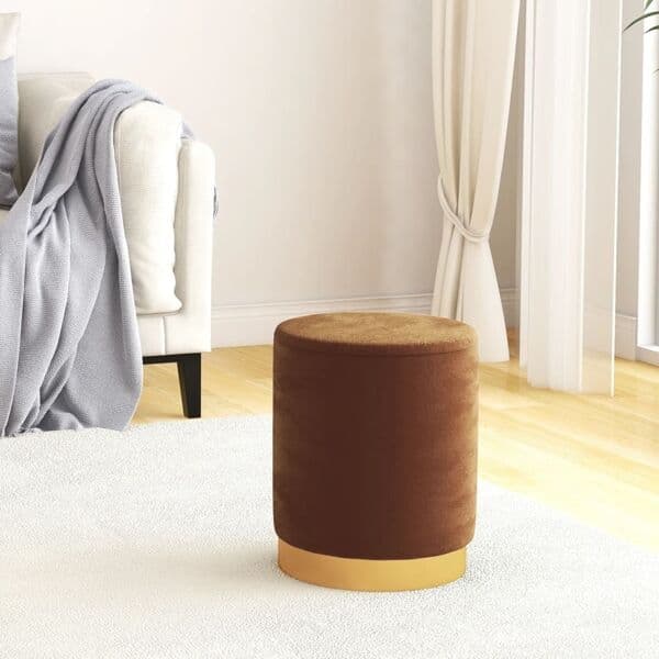 vidaXL Rund förvaringspall brun sammet 31 x 37 cm Brun