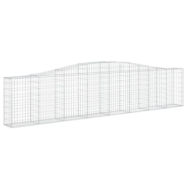 vidaXL Gabion bågformad 400x30x80/100 cm galvaniserat järn Silver