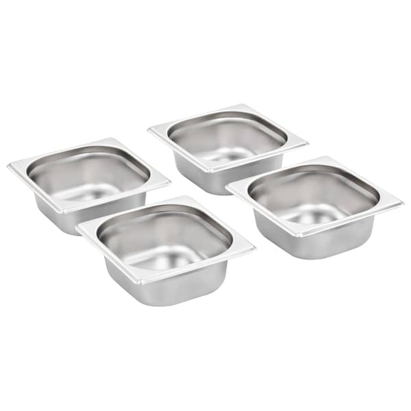 vidaXL Gastronormkantiner 12 st GN 1/6 65 mm rostfritt stål Silver