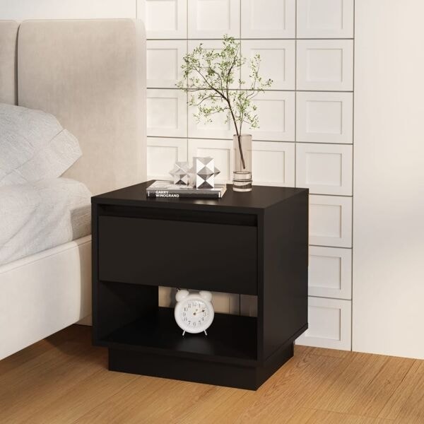 vidaXL Sängbord svart 45x34x44 cm konstruerat trä Svart