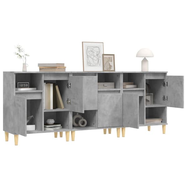 vidaXL Skänk 3 st betonggrå 60x35x70 cm konstruerat trä Grå