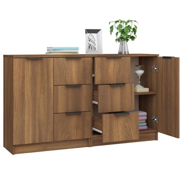 vidaXL Skänk 2 delar brun ek 60x30x70 cm konstruerat trä Brun