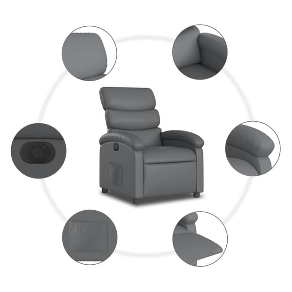 vidaXL Elektrisk reclinerfåtölj grå konstläder Grå