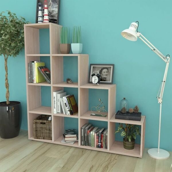 vidaXL Bokhylla trapp-design 142 cm ek-färg Brun
