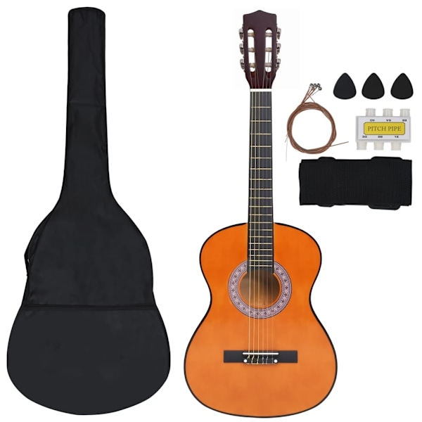 vidaXL Gitarr för nybörjare 8 delar klassisk svart 3/4 36" Brun