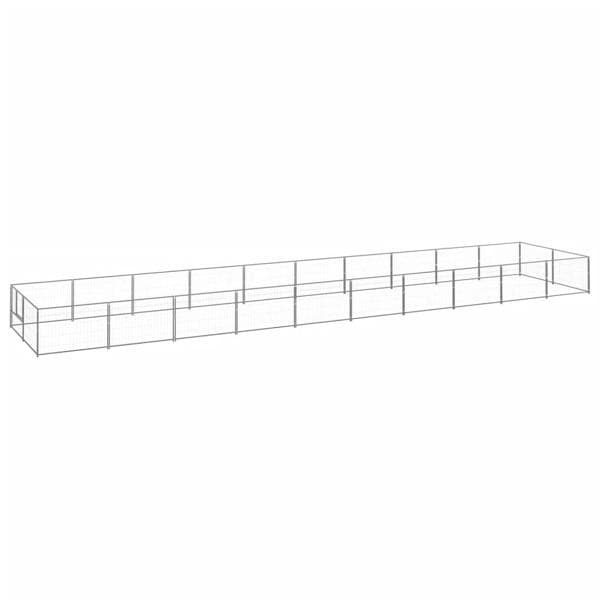 vidaXL Hundgård silver 20 m² stål Silver