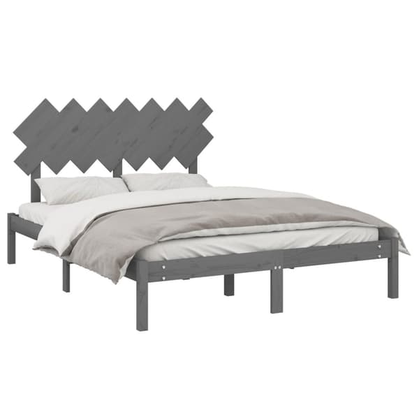 vidaXL Sängram grå 140x190 cm massivt trä Grå