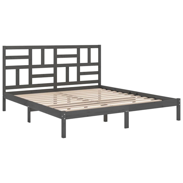 vidaXL Sängram grå massivt trä 200x200 cm Grå