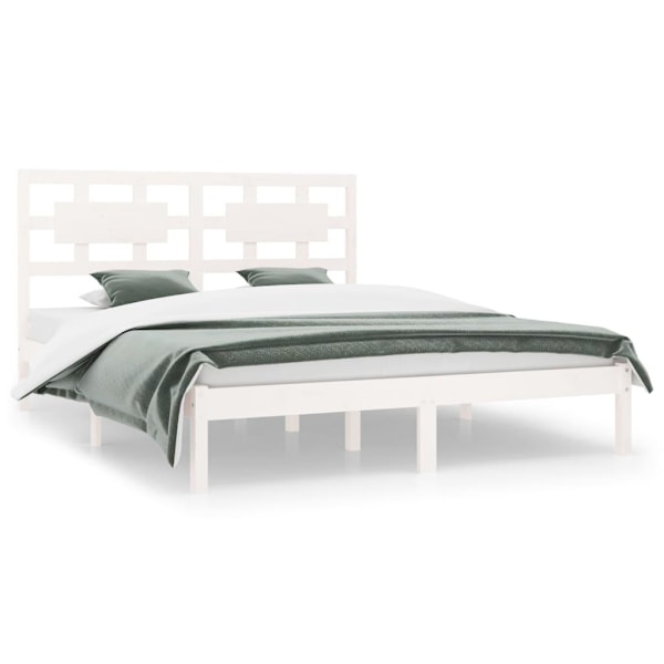 vidaXL Sängram vit massiv furu 120x200 cm enkelsäng Vit