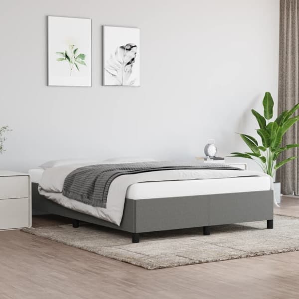 vidaXL Sängram mörkgrå 140x190 cm tyg Grå