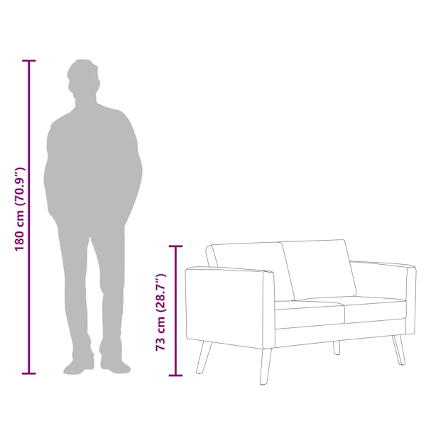 vidaXL Soffa i tyg 2-sitsig ljusgrå grå