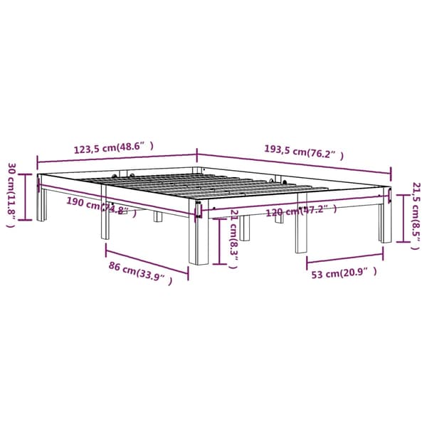 vidaXL Sängram vit massivt trä 120x190 cm Vit