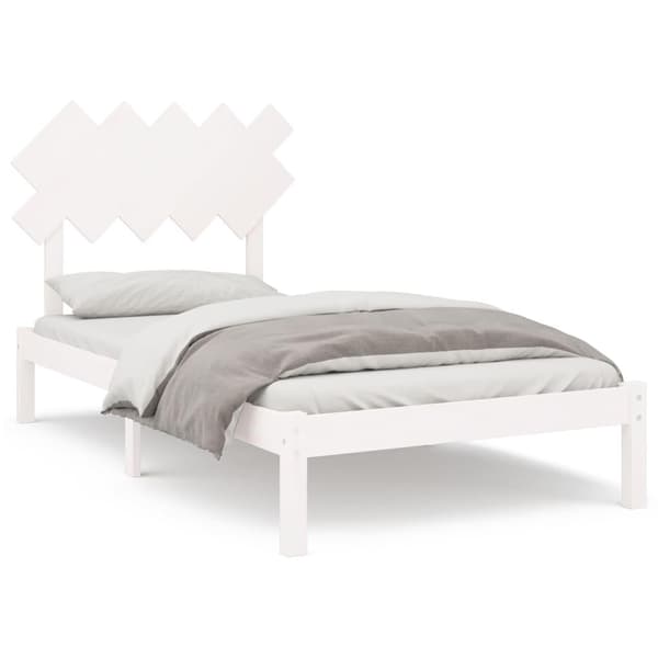 vidaXL Sängram vit 100x200 cm massivt trä Vit