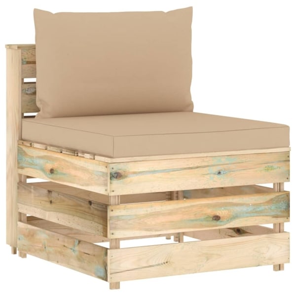 vidaXL Mittensektion med dynor till pallsoffa tryckimpregnerat trä Beige