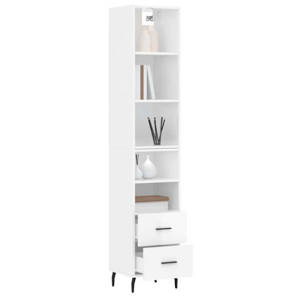 vidaXL Högskåp vit högglans 34,5x34x180 cm konstruerat trä Vit