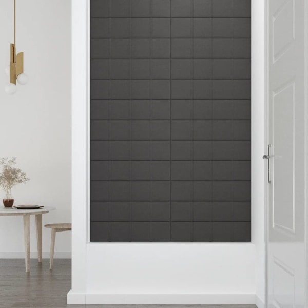 vidaXL Väggpaneler 12 st mörkgrå 60x15 cm tyg 1,08 m² Grå