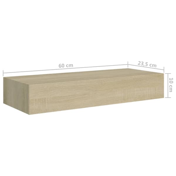 vidaXL Väggmonterad låda ek 60x23,5x10 cm MDF Brun