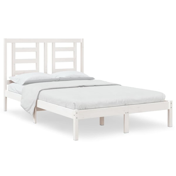 vidaXL Sängram vit massiv furu 120x200 cm Vit