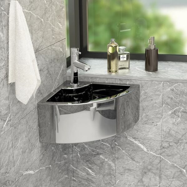 vidaXL Handfat med bräddavlopp 45x32x12,5 cm keramik silver Silver