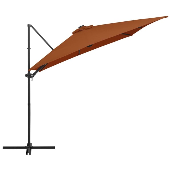 vidaXL Frihängande parasoll med LED terrakotta 250x250 cm Brun