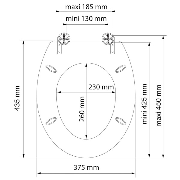 SCHÜTTE Toalettsits med mjuk stängning GREY STEEL multifärg