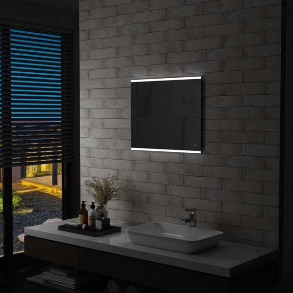 vidaXL Badrumsspegel LED med touch-sensor 60x50 cm Silver