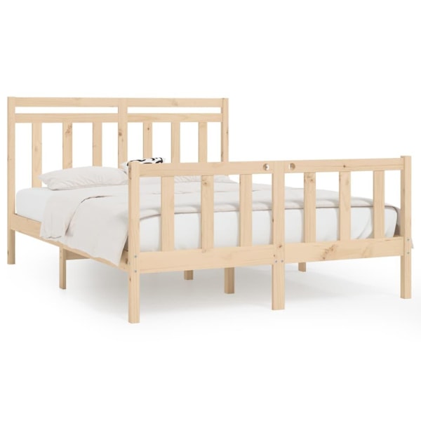 vidaXL Sängram massiv furu 160x200 cm Brun