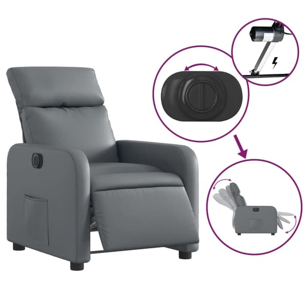 vidaXL Elektrisk reclinerfåtölj grå konstläder Grå