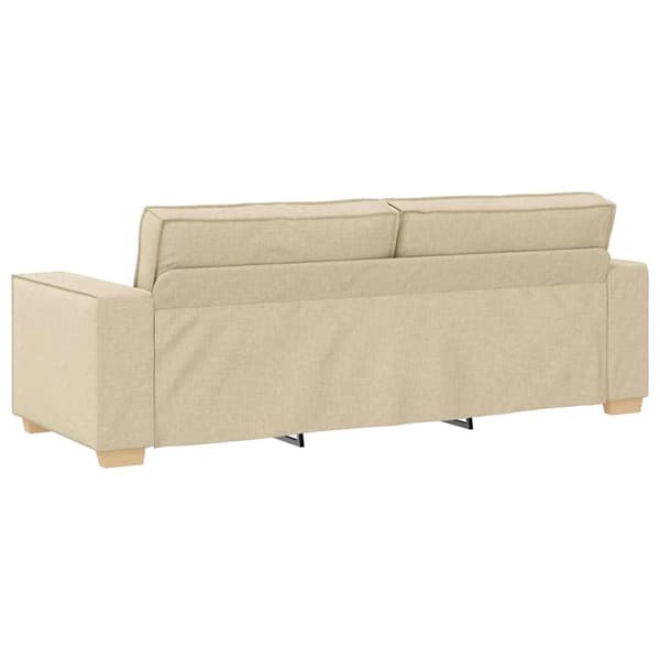 vidaXL Soffa 3 st Kräm Linnenblandad tyg Kräm