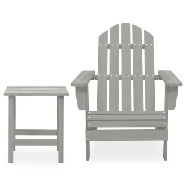 vidaXL Adirondackstol med bord massivt granträ grå grå
